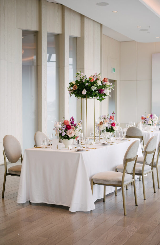 Wedding reception table in The Pearle Hotel